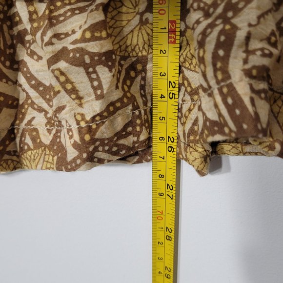 Cassis Bohemian A-Line Skirt Brown Tan Patterned Belted Pockets Boho Lined Sz 12 - Picture 9 of 10